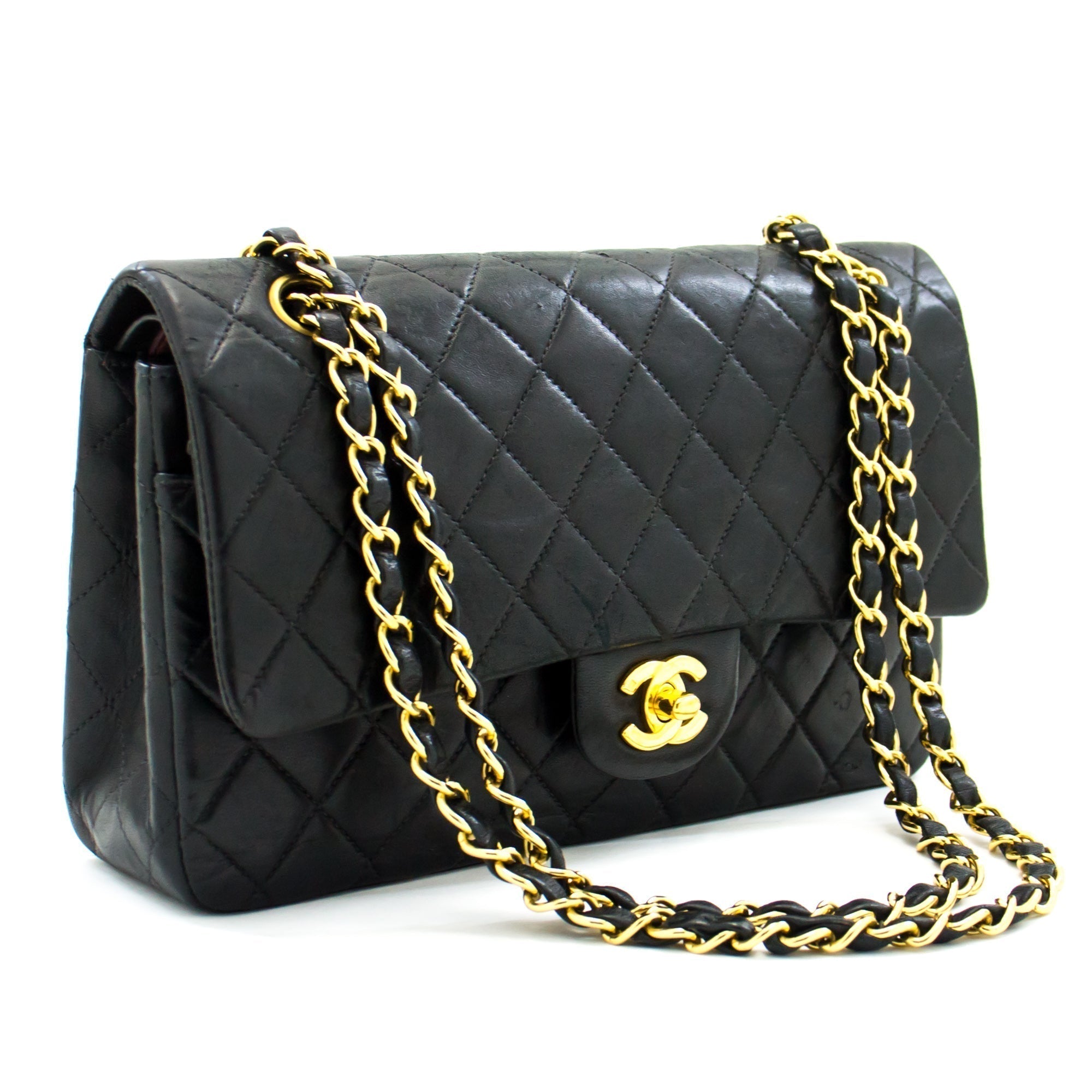 CHANEL 2.55 Double Flap Medium Chain Shoulder Bag Black Lambskin i51 – Accessorio premium elegante