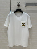 LV 25 Three-Dimensional Embroidered Logo T-shirt White Cotton – Accessorio premium elegante