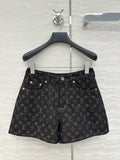 LV 25 Classic Logo Denim Shorts Black Cotton – Accessorio premium elegante