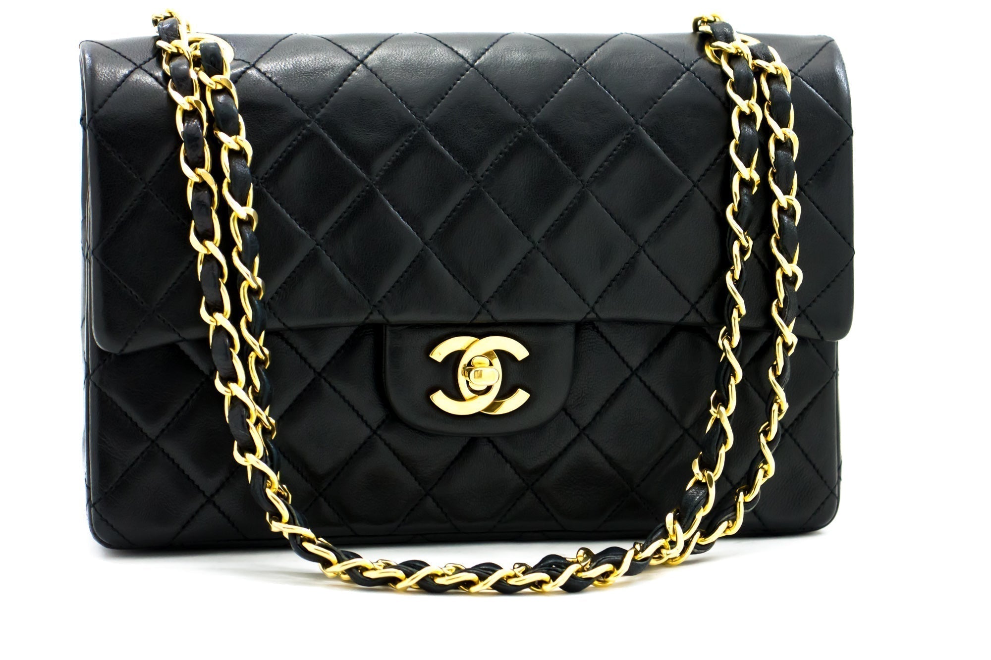 CHANEL 2.55 Double Flap Small Chain Shoulder Bag Black Lambskin h21 – Accessorio premium elegante
