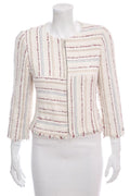 Chanel 2000 Cream & Red Tweed Zip Up Jacket SZ 38 – Accessorio premium elegante