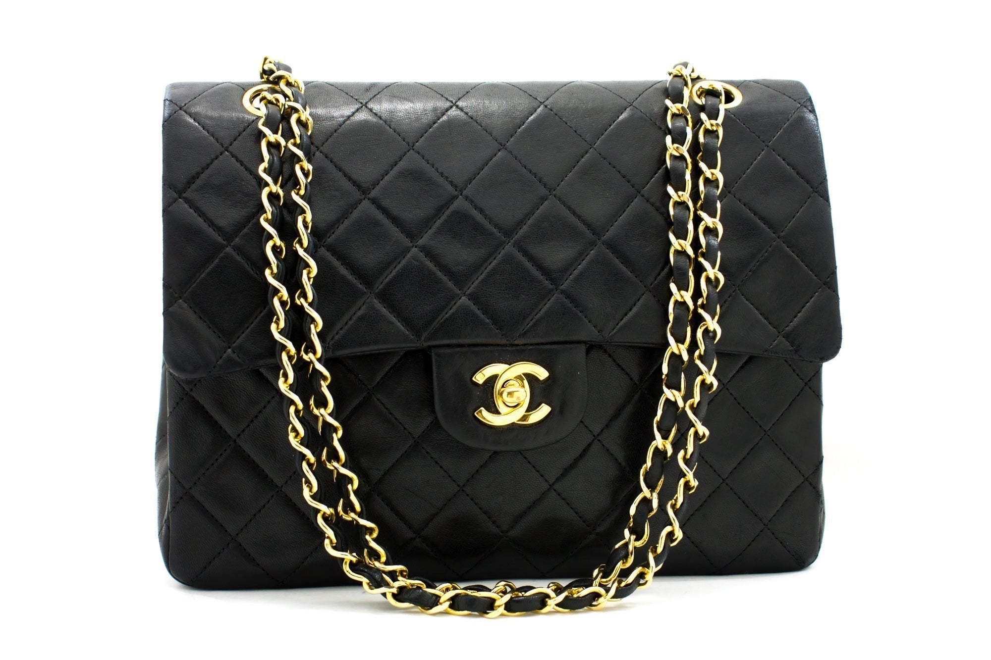 CHANEL 2.55 Double Flap Square Chain Shoulder Bag Black Lambskin i14 – Accessorio premium elegante