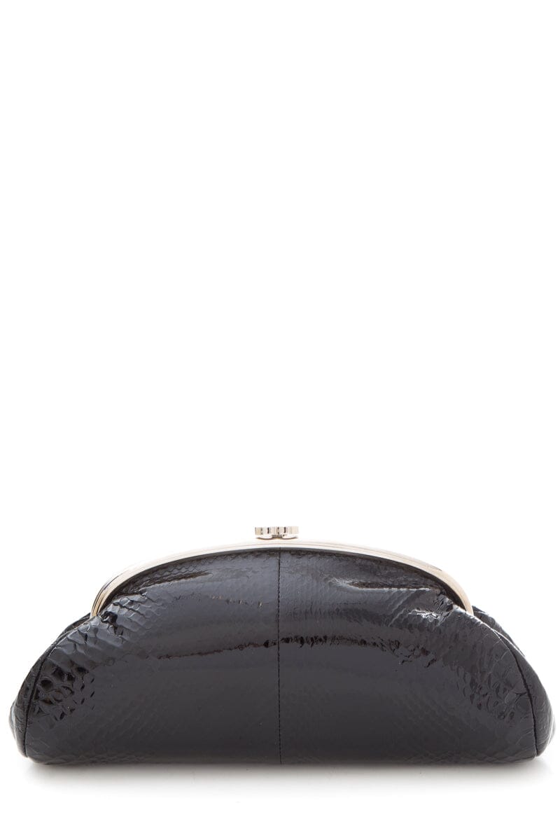 Chanel 2008-09 Black Patent Python Clutch – Accessorio premium elegante