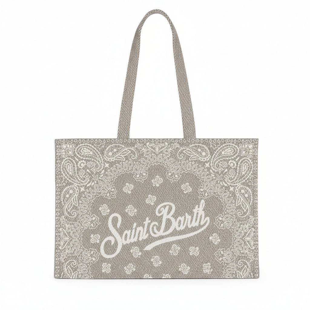 Borsa Essentials in canvas di cotone beige stampa bandana
