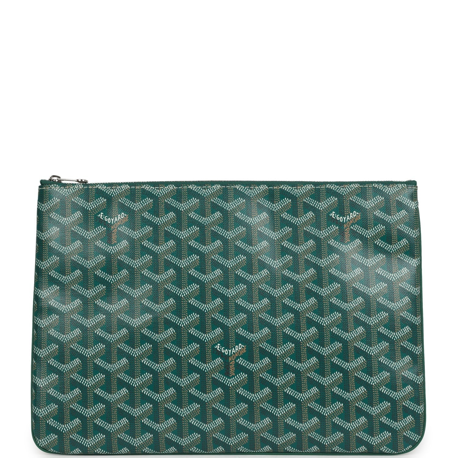 Goyard Goyardine Green Senat MM Pouch Palladium Hardware – Accessorio premium elegante
