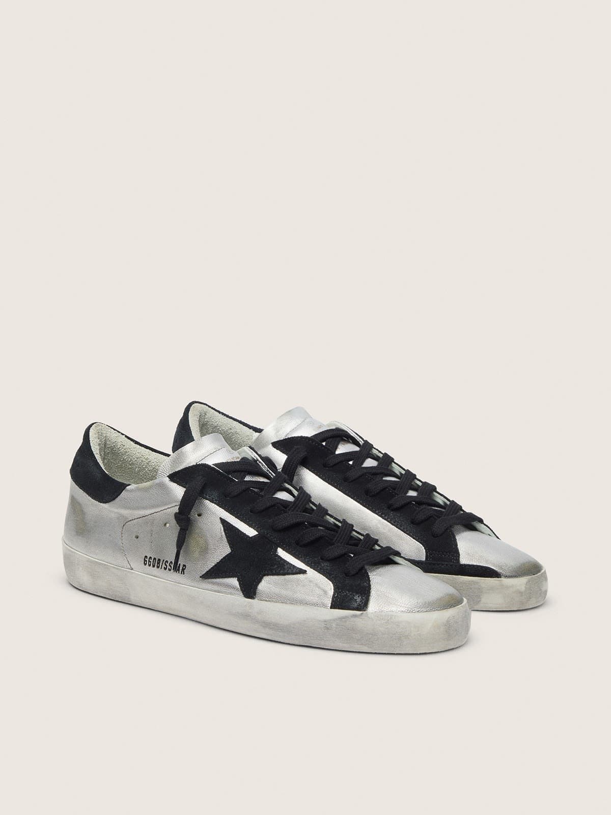 Golden Goose Super-Star Uomo in Pelle Argentata