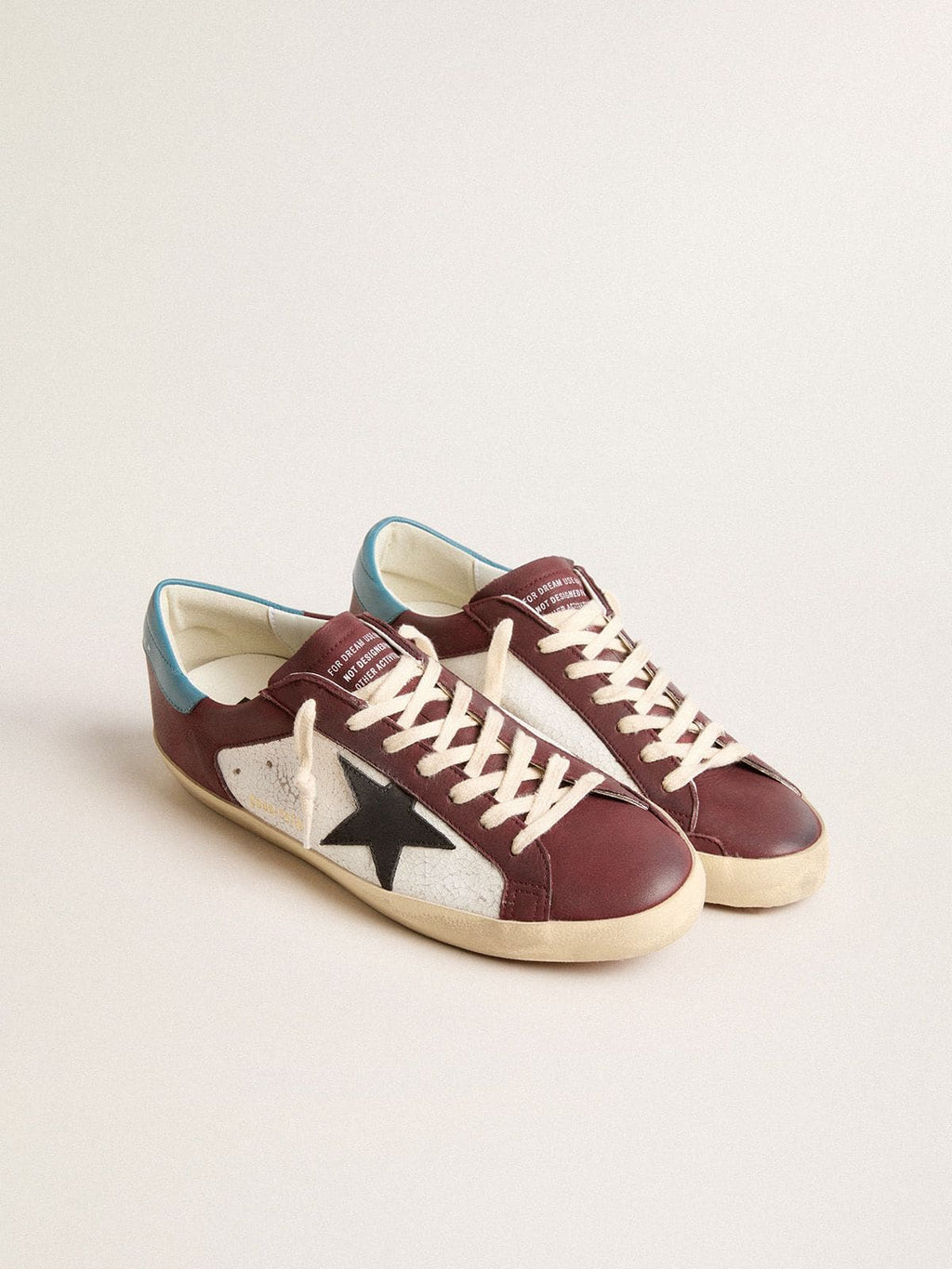 Golden Goose Super-Star Uomo in Pelle Craquel  con Stella Marrone e Talloncino Ottanio