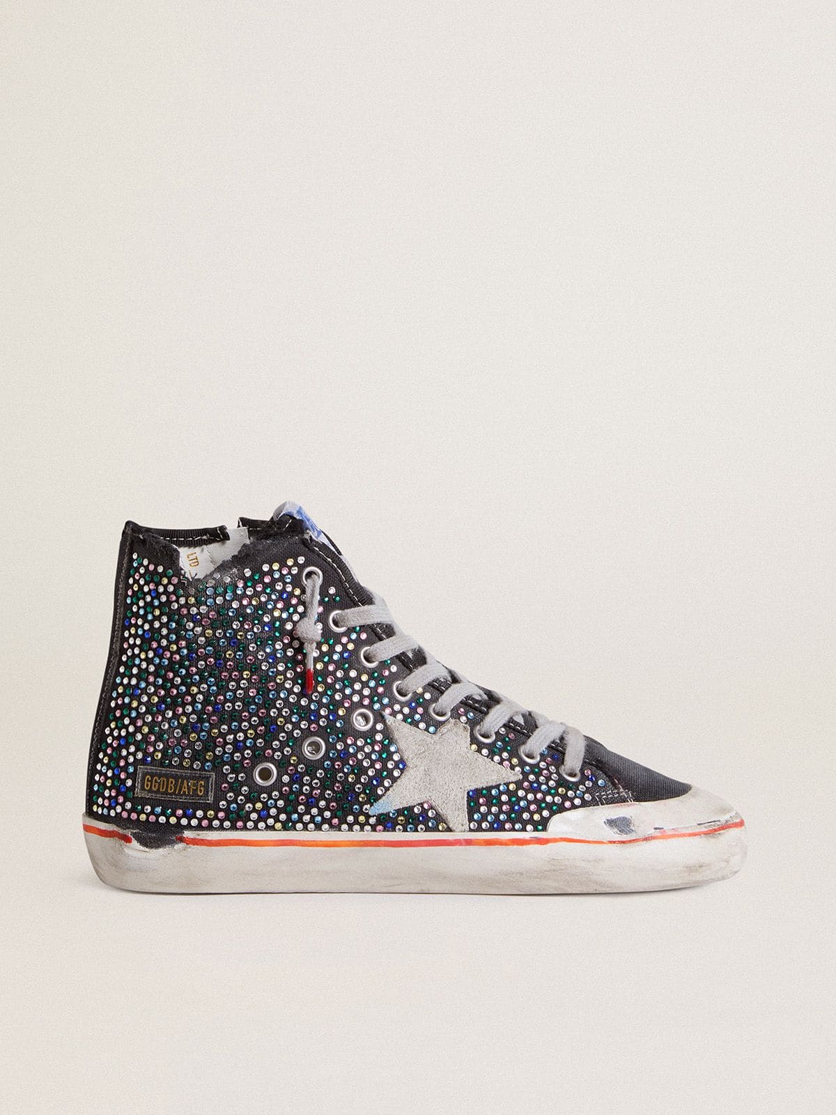 Golden Goose Francy Penstar Uomo Lab in Canvas Nera con Strass Multicolori