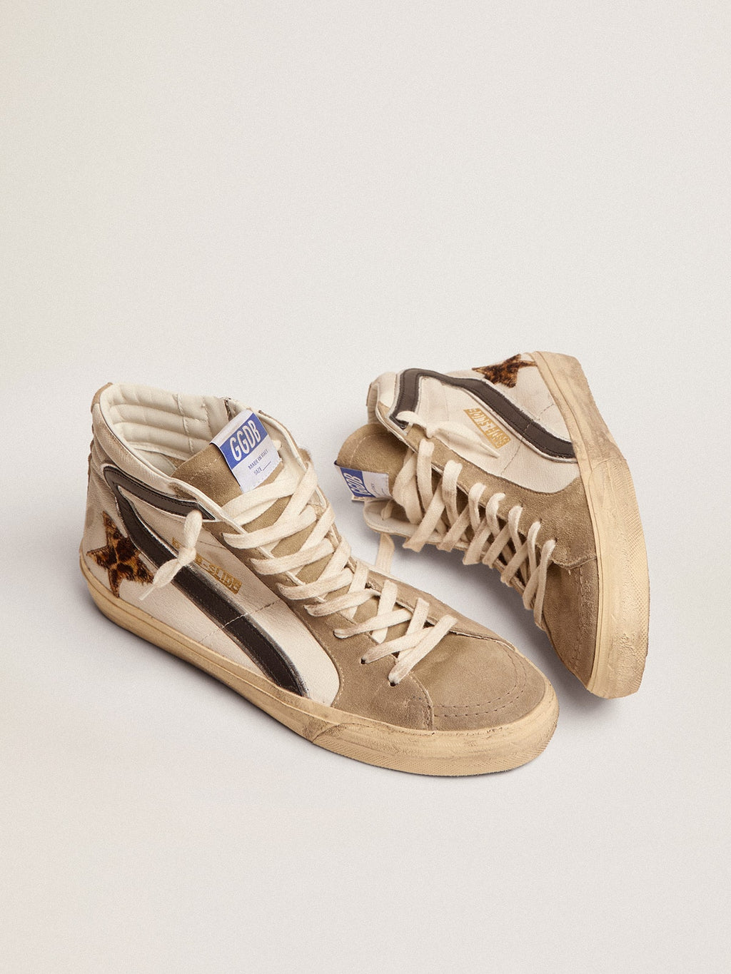 Golden Goose Slide Uomo con Stella in Cavallino Leo e Virgola Nera