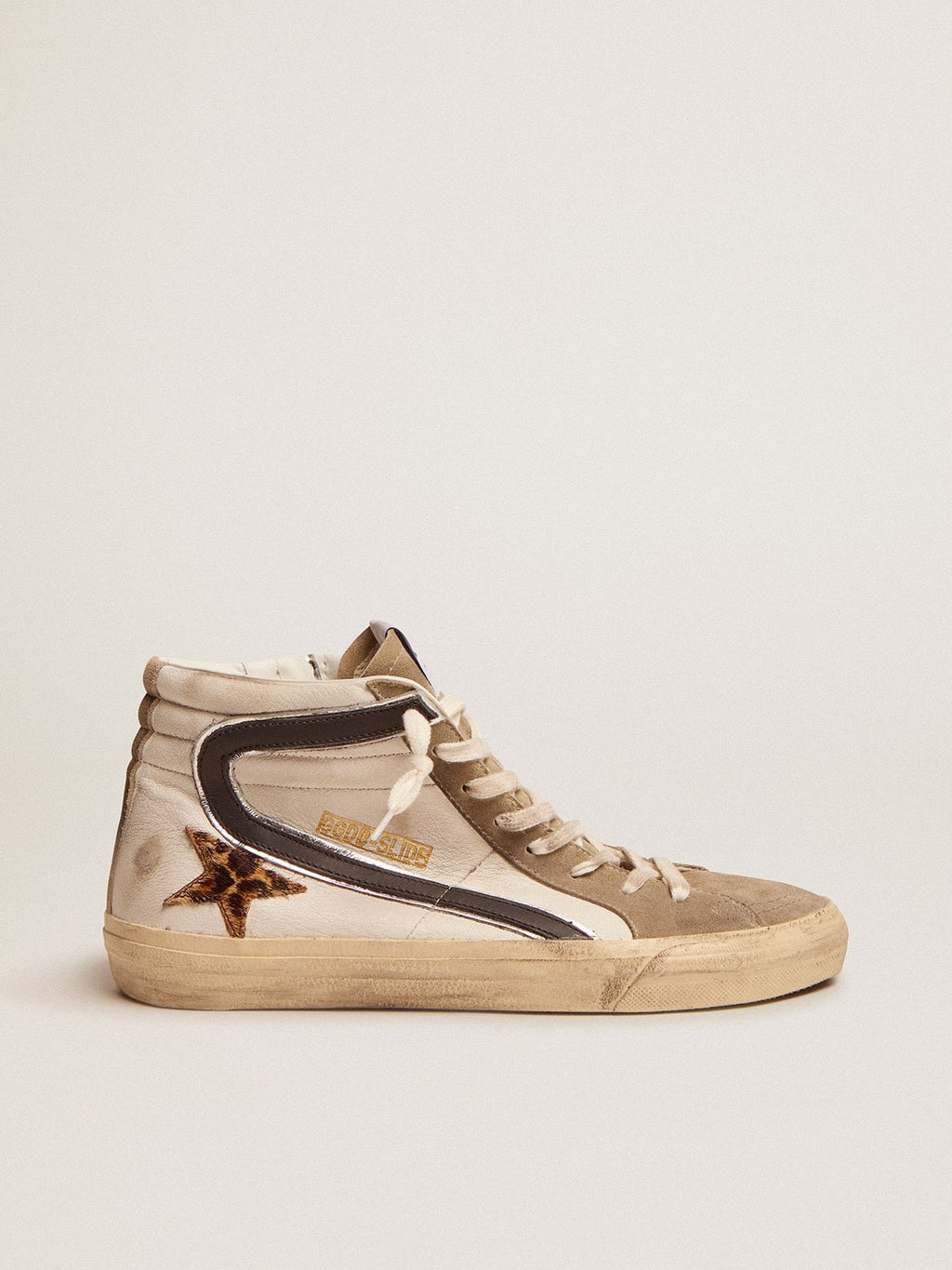 Golden Goose Slide Uomo con Stella in Cavallino Leo e Virgola Nera