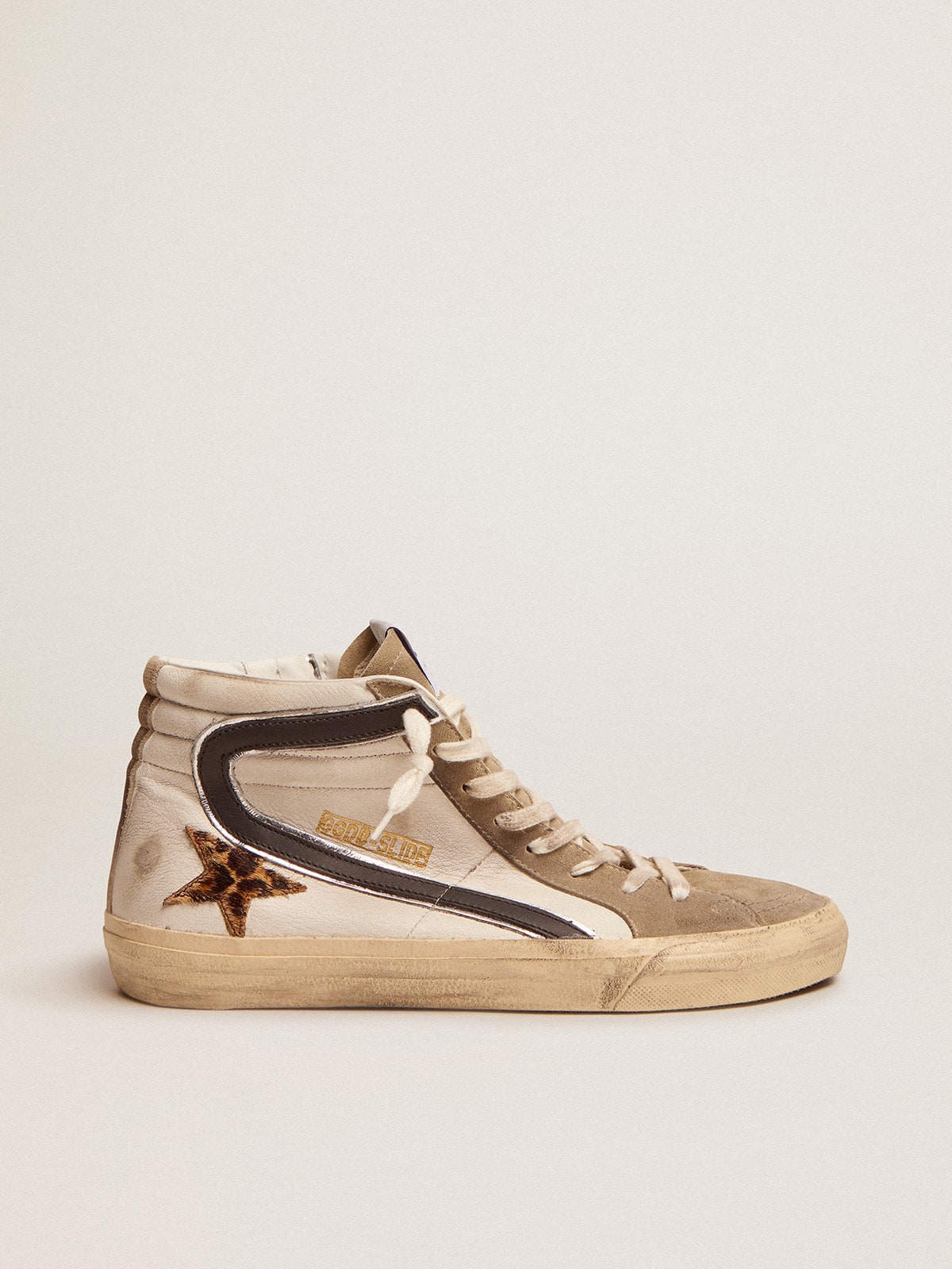Golden Goose Slide Uomo con Stella in Cavallino Leo e Virgola Nera