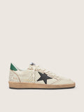 Golden Goose Ball Star Uomo con Stella in Pelle Nera e Talloncino in Pelle Verde