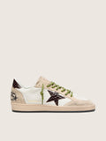 Golden Goose Ball Star Uomo in Pelle Bianca con Stella Bordeaux Effetto Coccodrillo