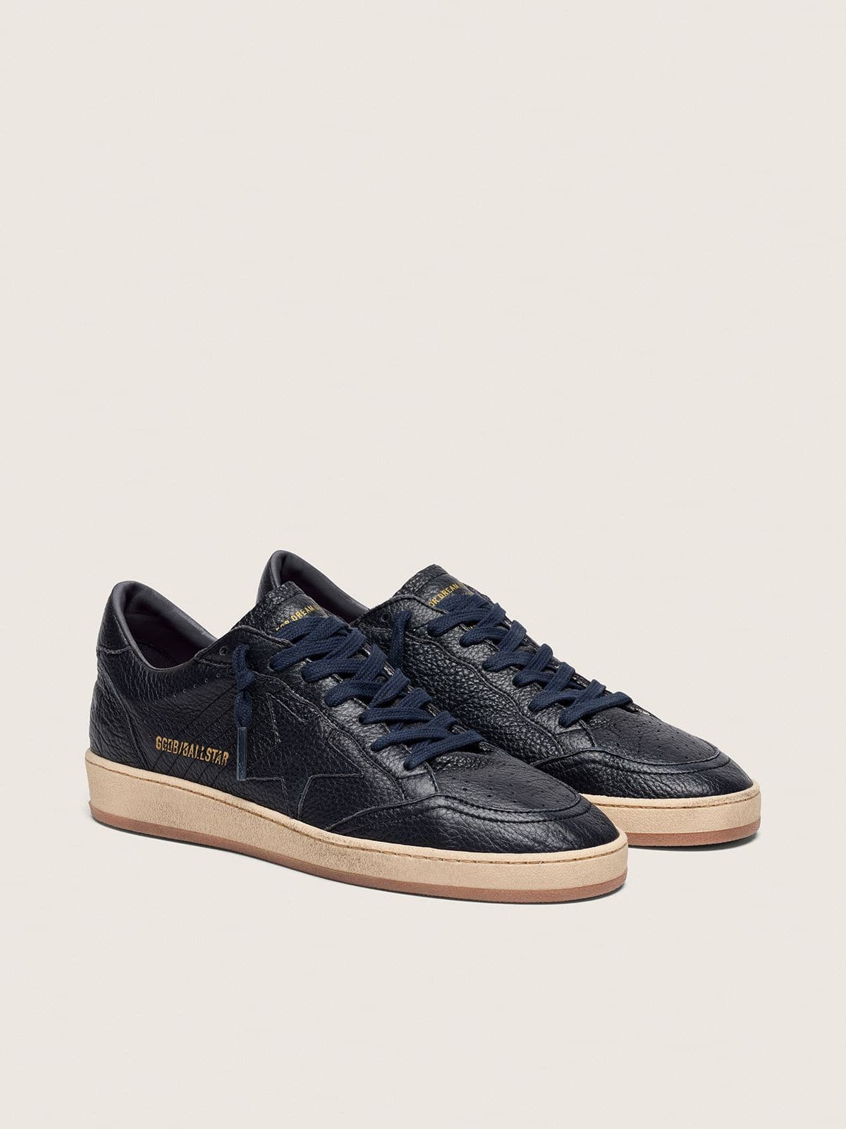 NUOVO ARRIVO - Golden Goose Ball Star Uomo in pelle blu navy con stella in pelle ton sur ton