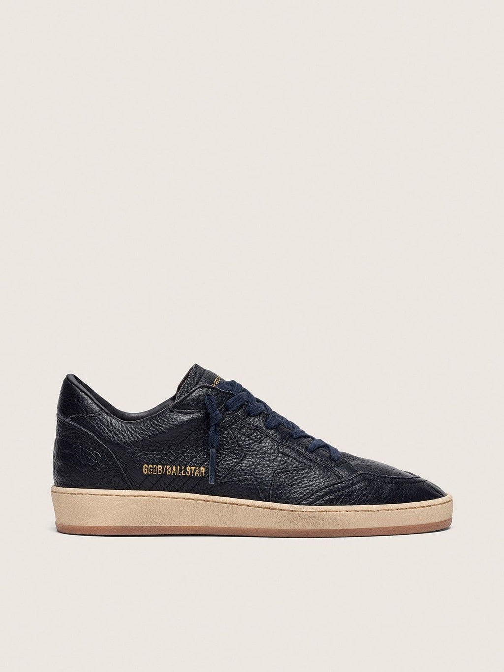 Golden Goose Ball Star Uomo in Pelle Blu Navy con Stella in Pelle Ton sur Ton