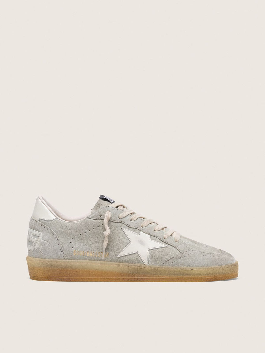 NUOVO ARRIVO - Golden Goose Ball Star Uomo in suede grigio chiaro con stella in pelle bianca