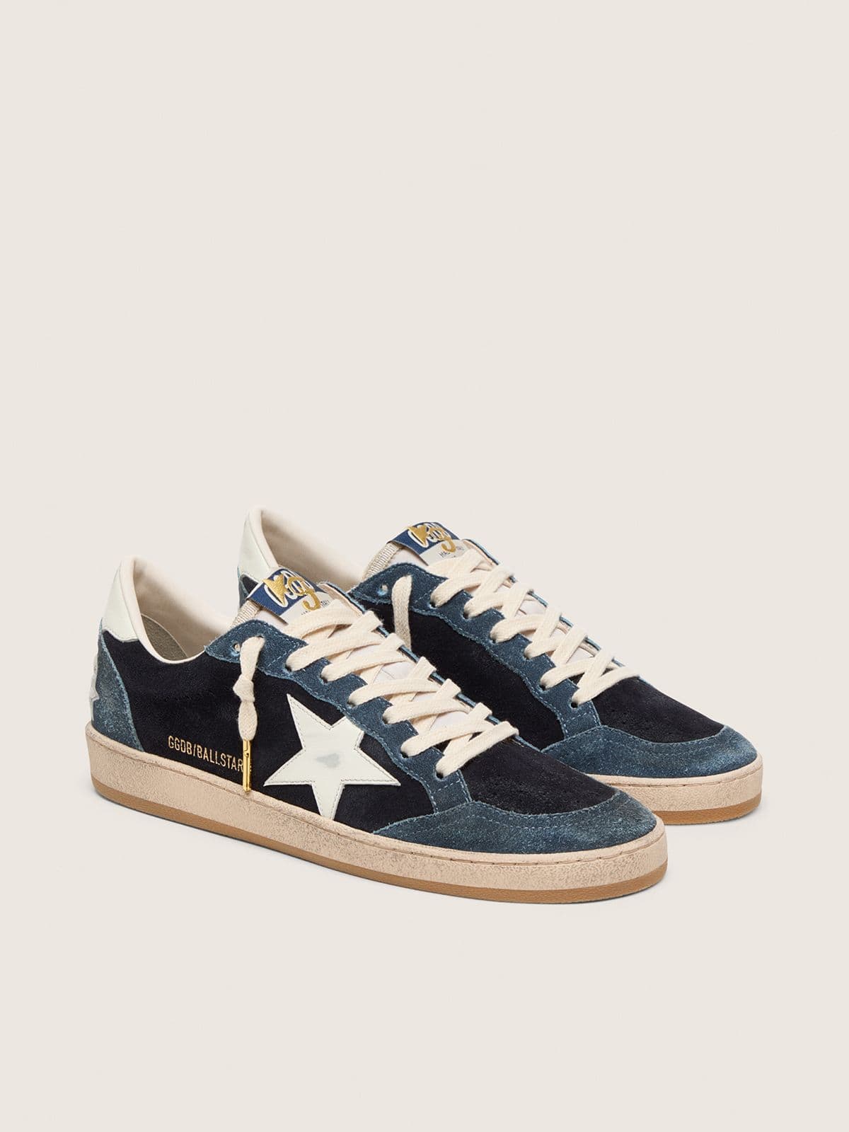 Golden Goose Ball Star FiveFourFive blu, vista di tre quarti