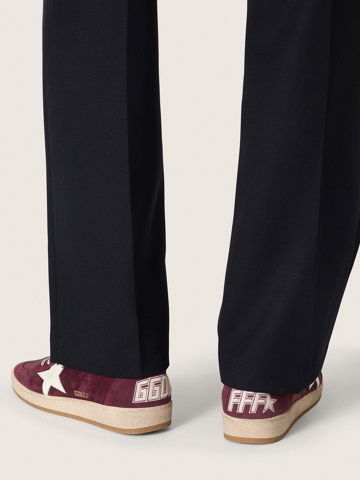 Golden Goose Ball Star FiveFourFive Uomo in Suede Bordeaux con Stella Color Crema