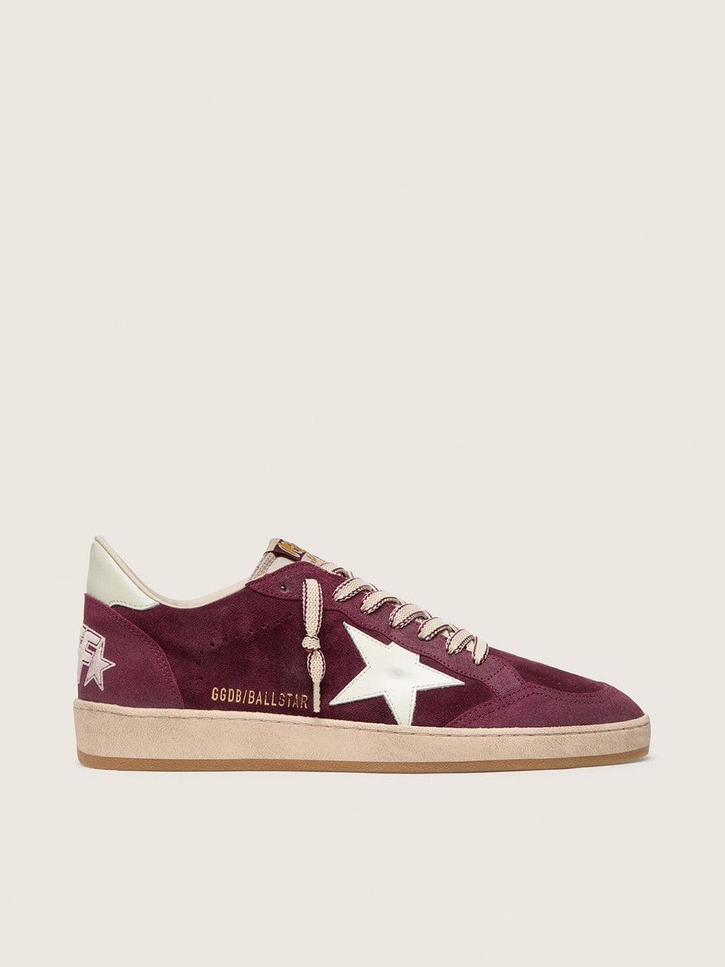 Golden Goose Ball Star FiveFourFive Uomo in Suede Bordeaux con Stella Color Crema