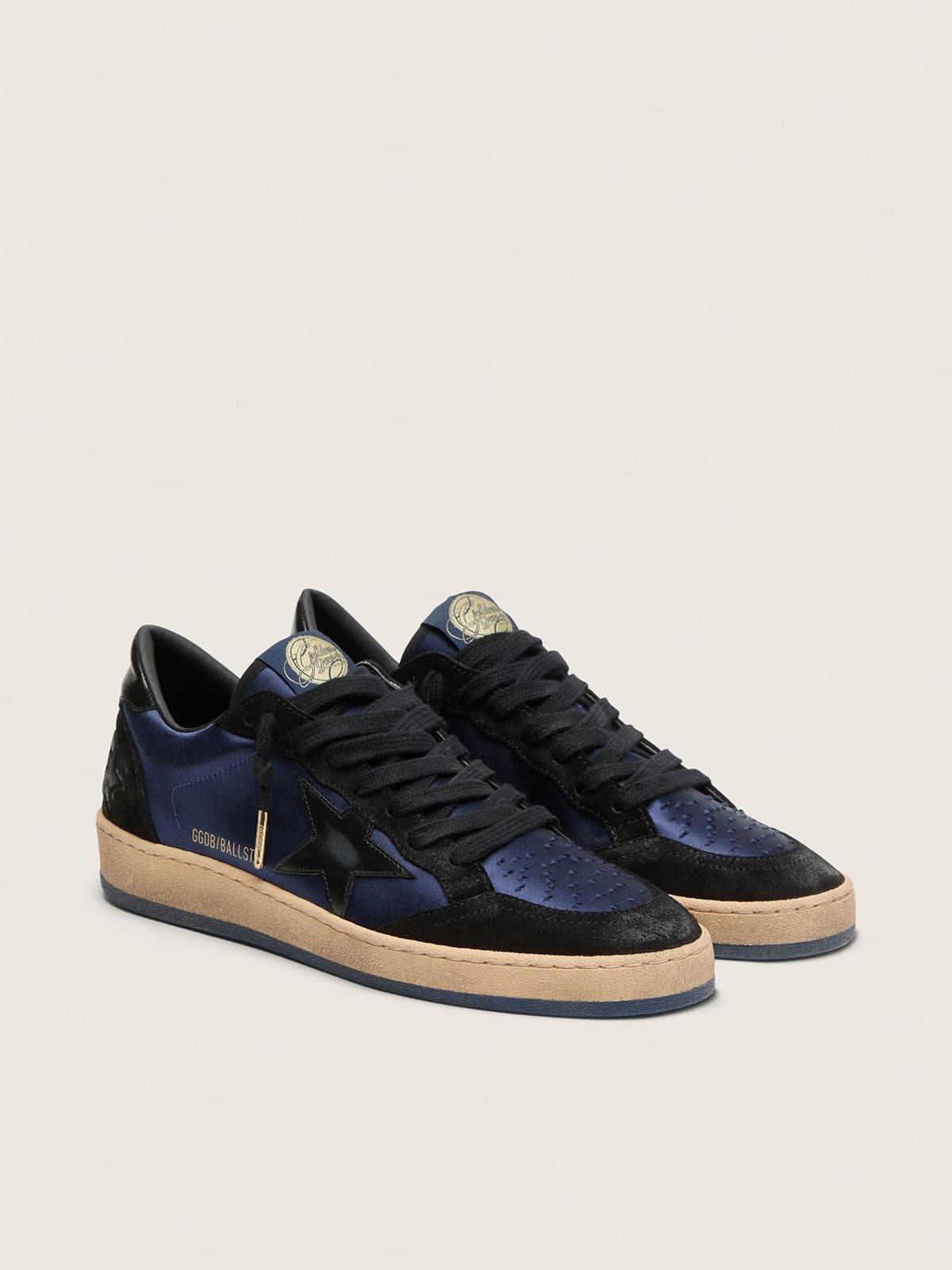 Golden Goose Ball Star Ltd Uomo in Suede Blu Scuro e Nero con Stella Nera