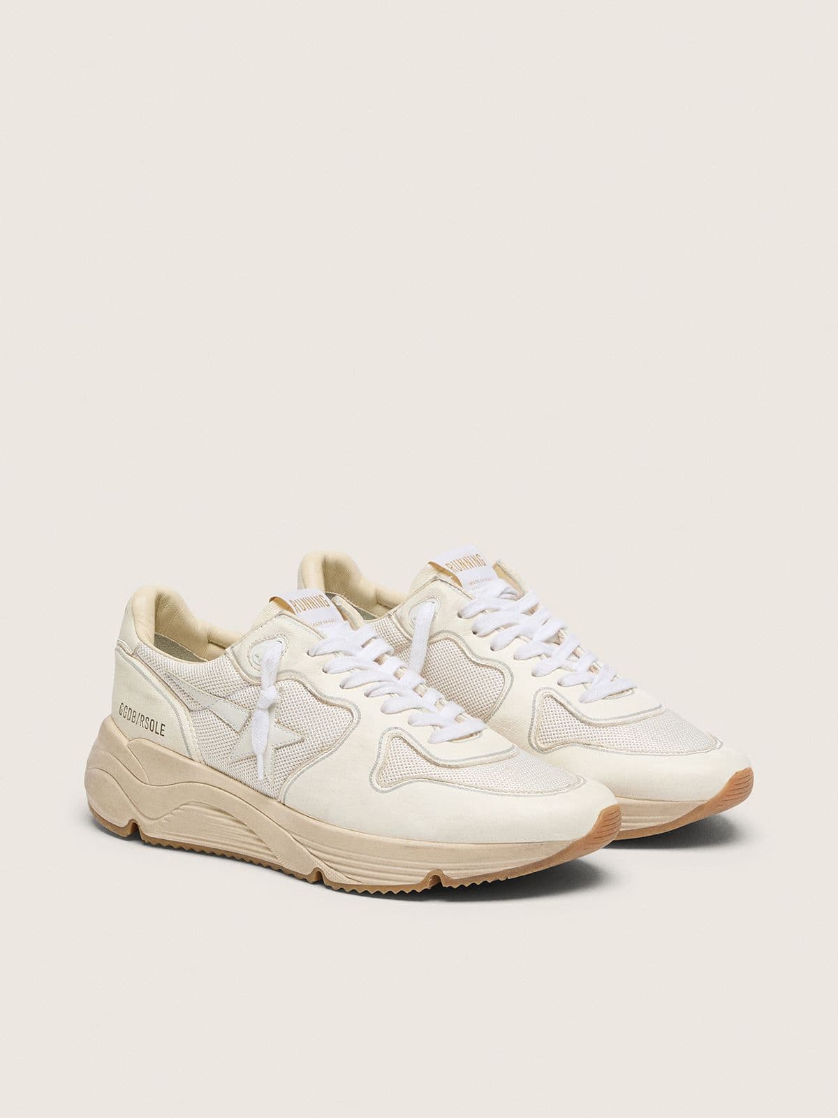 Golden Goose Running Sole Uomo in Rete e Nappa Bianco