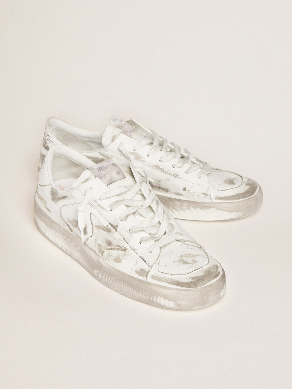Golden Goose Stardan in Pelle Bianca con Stella e Talloncino in Pelle Bianca