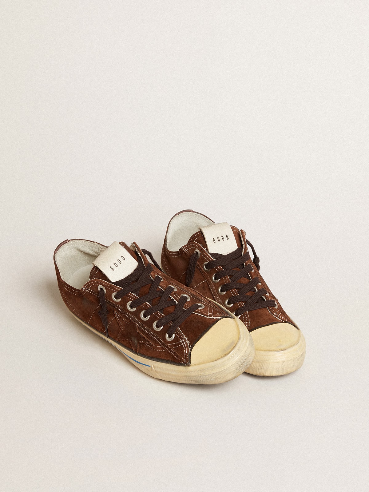 Golden Goose V Star Ltd Uomo in Suede Color Marrone Scuro con Stella Ton sur Ton