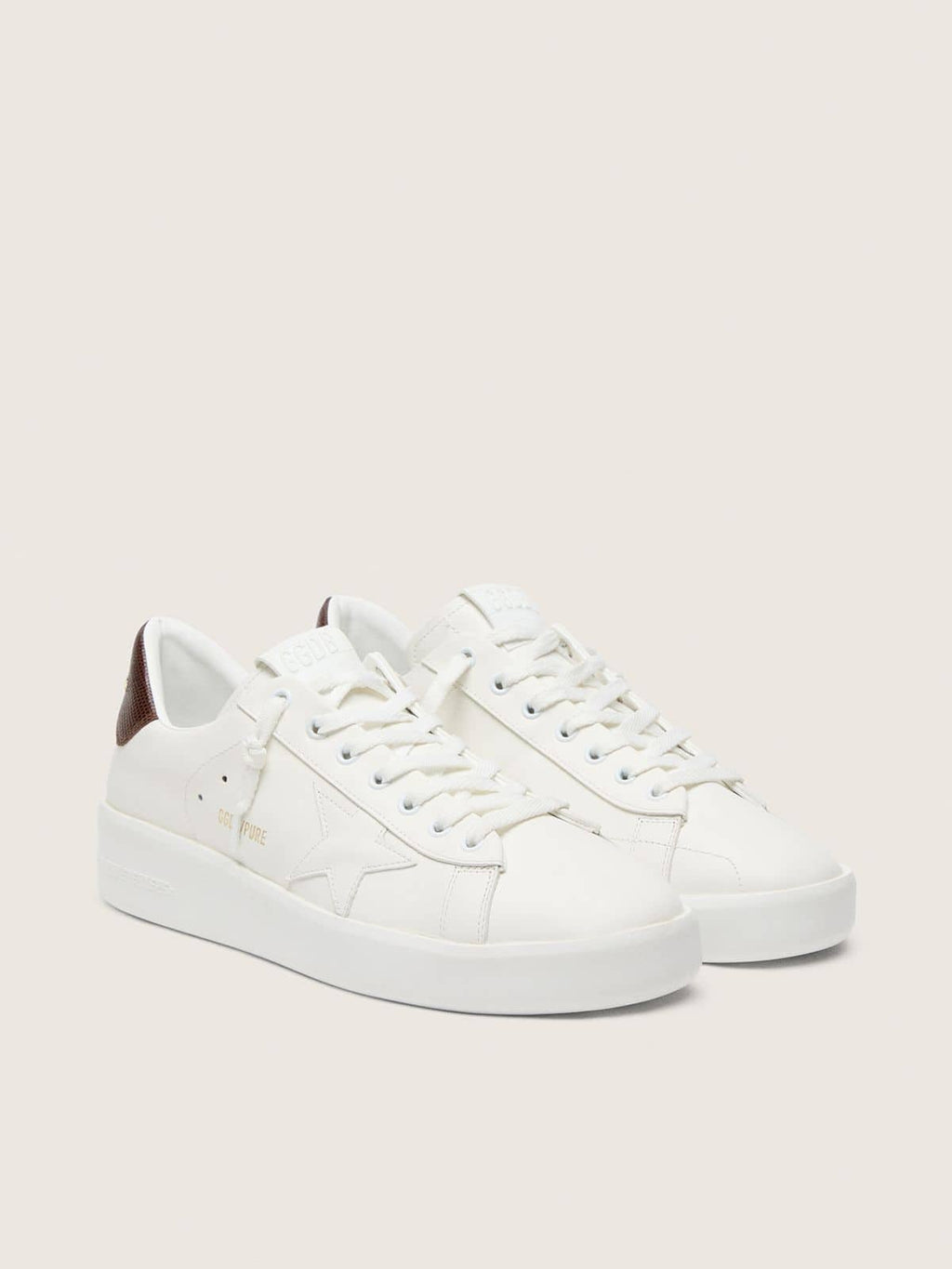 Golden Goose Purestar con Stella Bianca e Talloncino con Stampa Lucertola Bordeaux