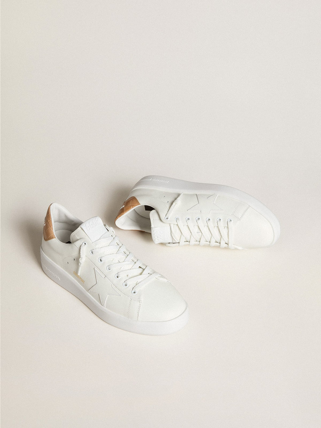Golden Goose Purestar Uomo con Stella in Pelle e Talloncino in Pelle con Stampa Cocco