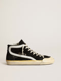 Golden Goose Slide Penstar Uomo in Suede Nero con Stella Nera e Virgola Bianca