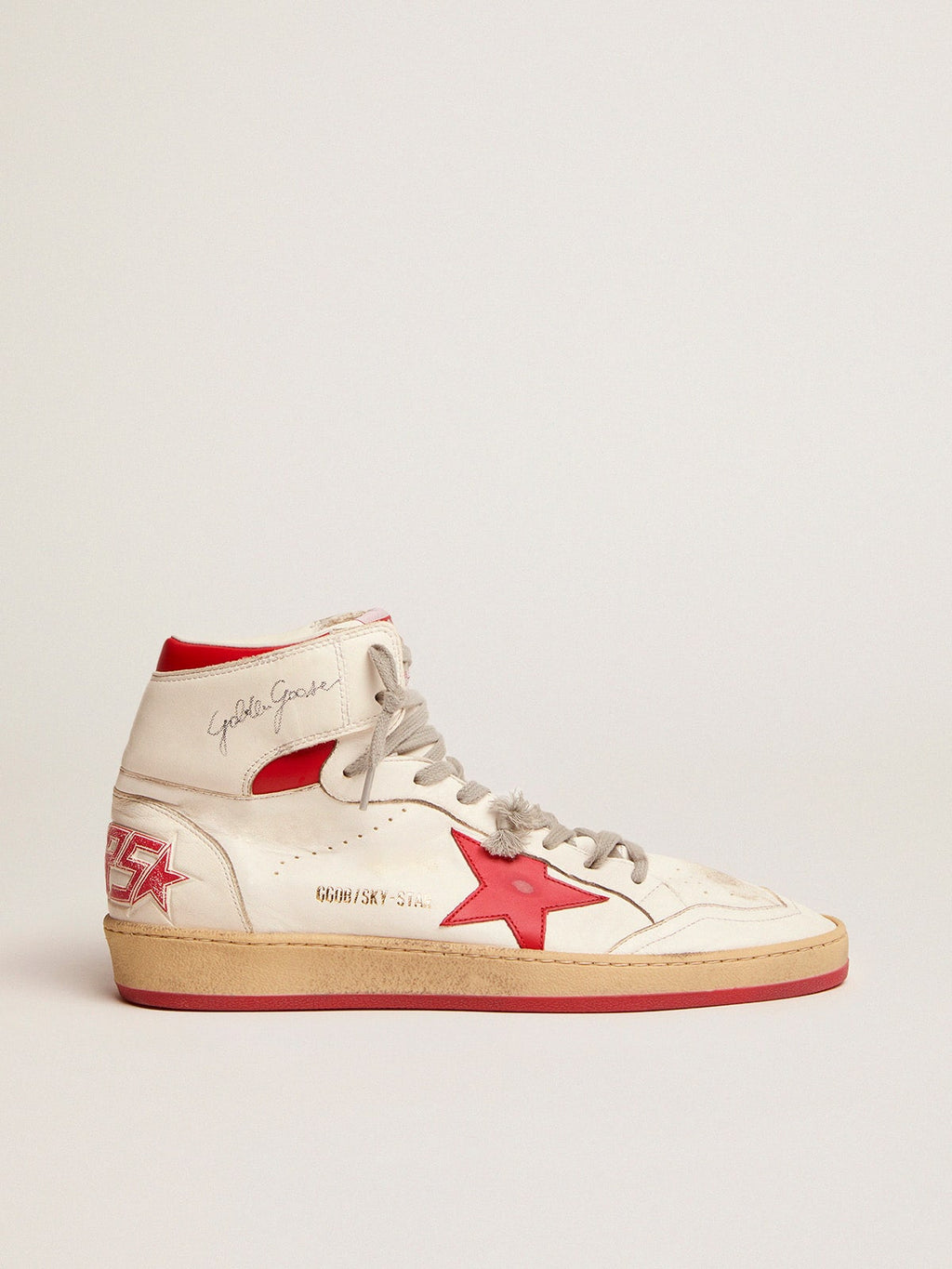 Golden Goose Sky Star Uomo con Firma Sulla Caviglia e Inserti Rossi