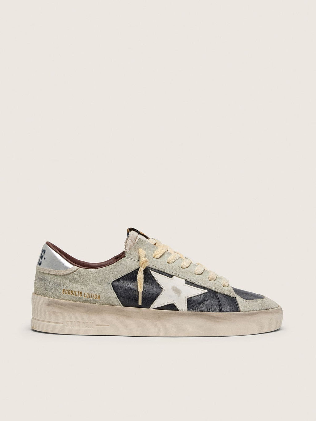 Golden Goose Stardan Uomo in Suede e Pelle con Stella in Pelle e Talloncino Laminato