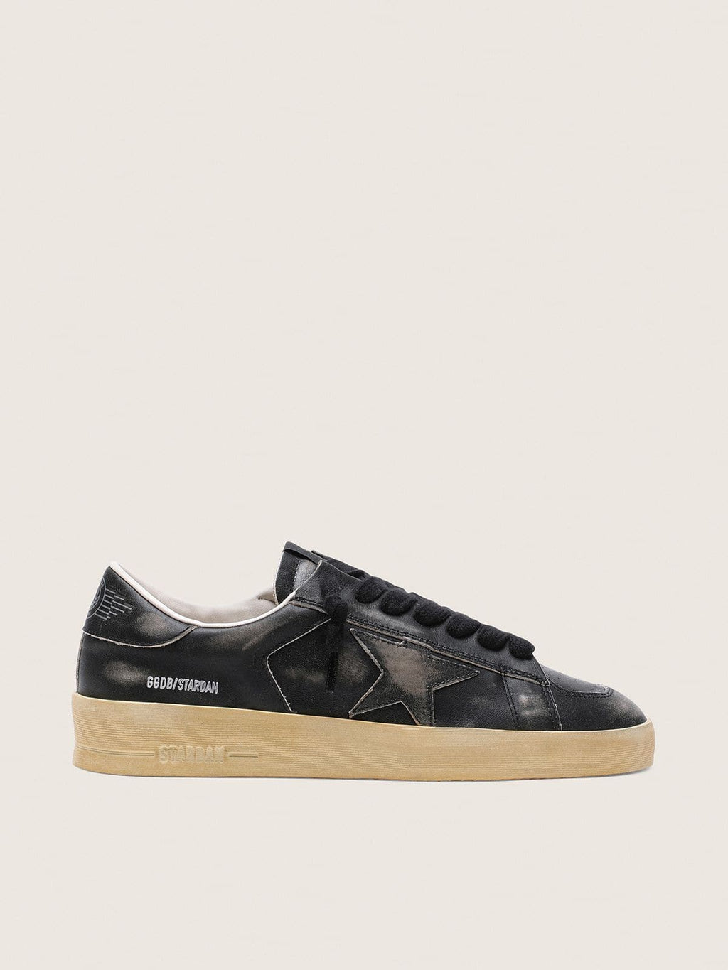 Golden Goose Stardan Uomo in Pelle Nera con Stella e Talloncino in Pelle Nera