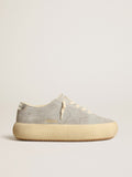 Golden Goose Scarpe Space Star Uomo in Suede Ghiaccio con Fodera in Shearling
