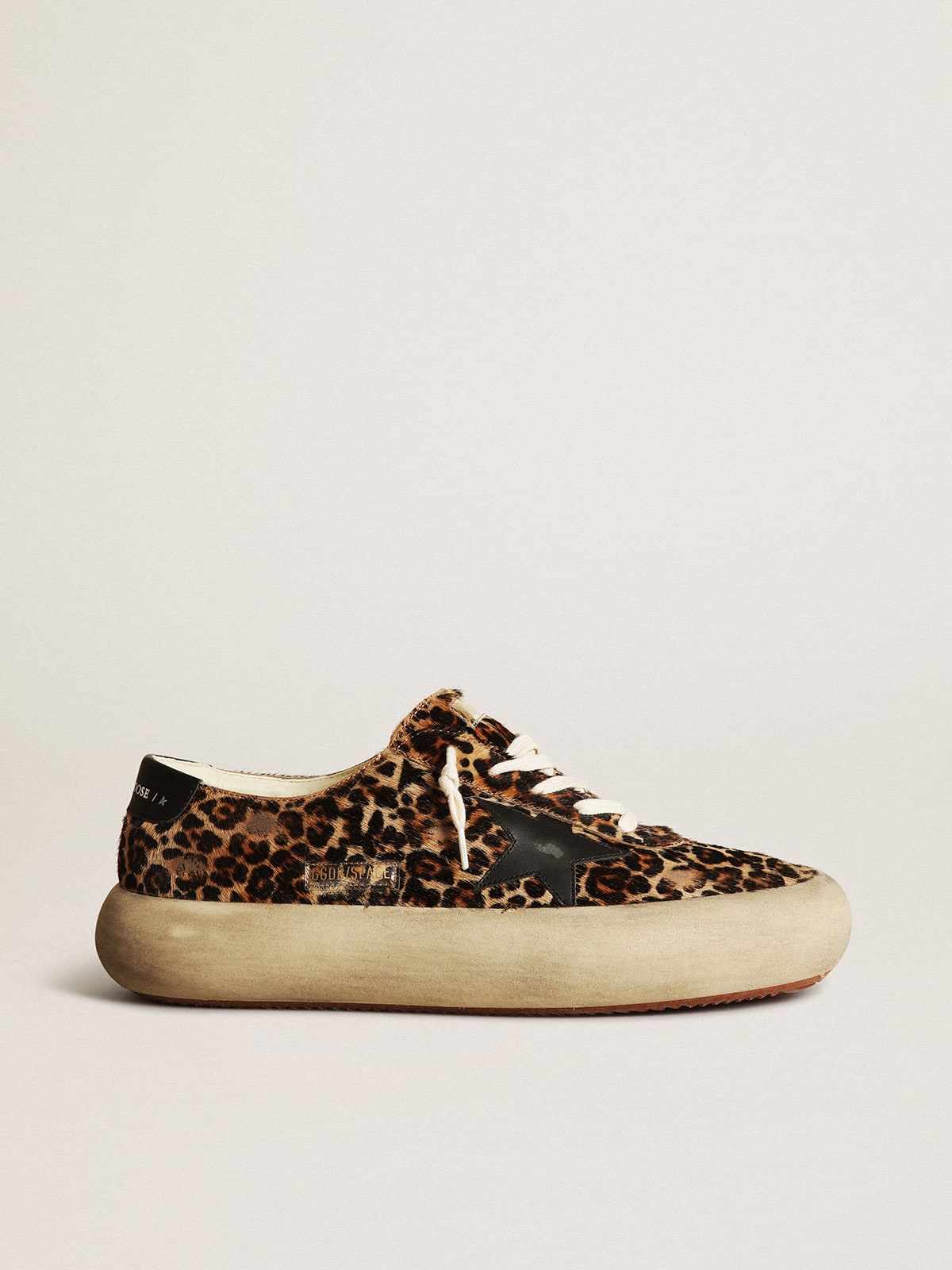 Golden Goose Space Star Uomo in Cavallino Leo con Stella e Talloncino Neri