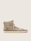 Golden Goose Slide Uomo Lab in Suede Tabacco con Cristalli e Stella in Suede Color Tabacco