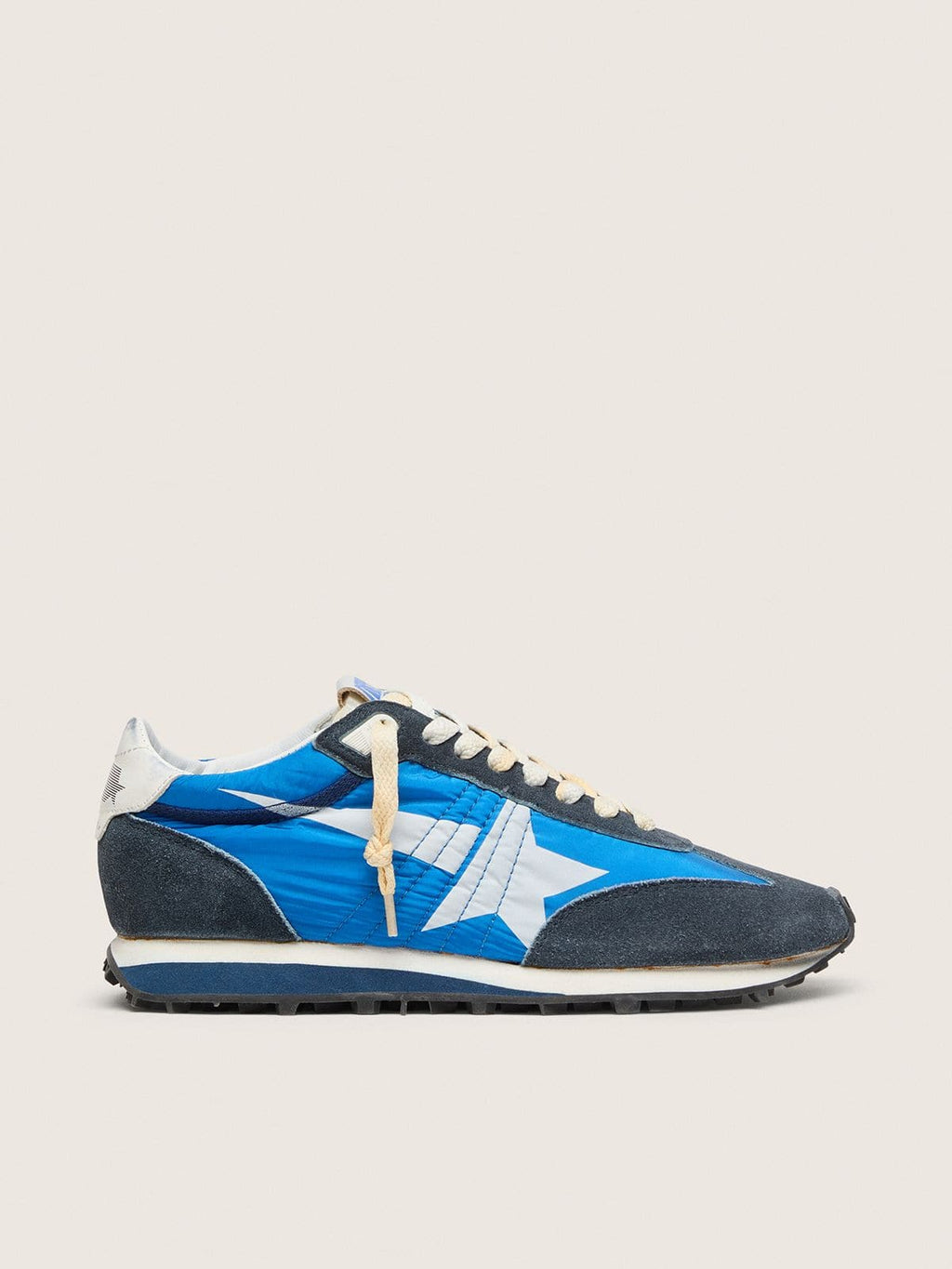 Golden Goose Marathon Uomo con Tomaia in Nylon di Colore Blu e Stella Bianca