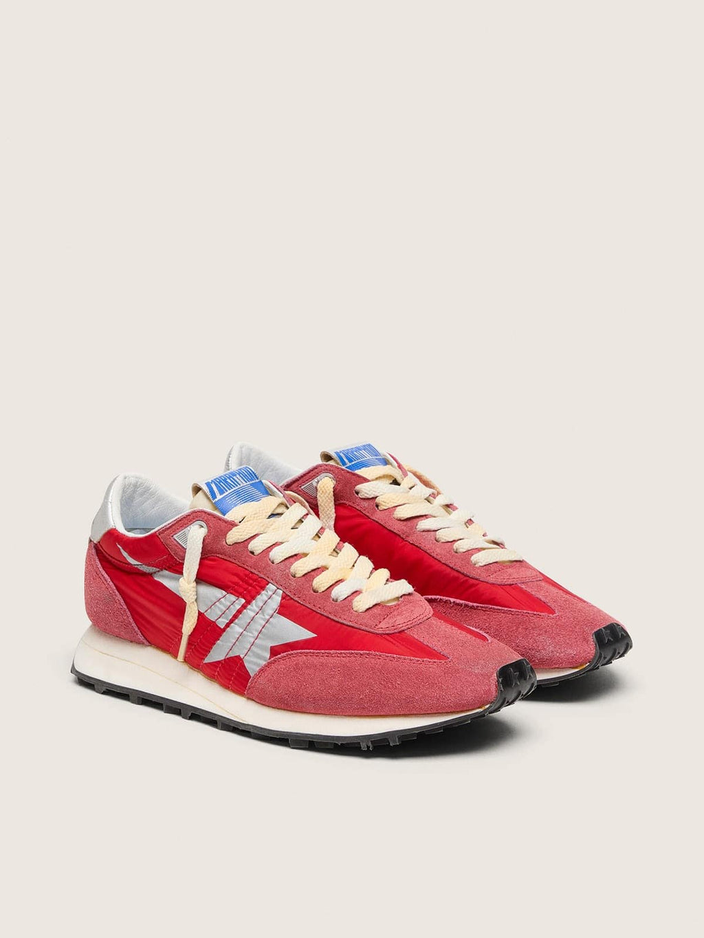 Golden Goose Marathon Uomo con Tomaia in Nylon di Colore Rosso e Stella Argento