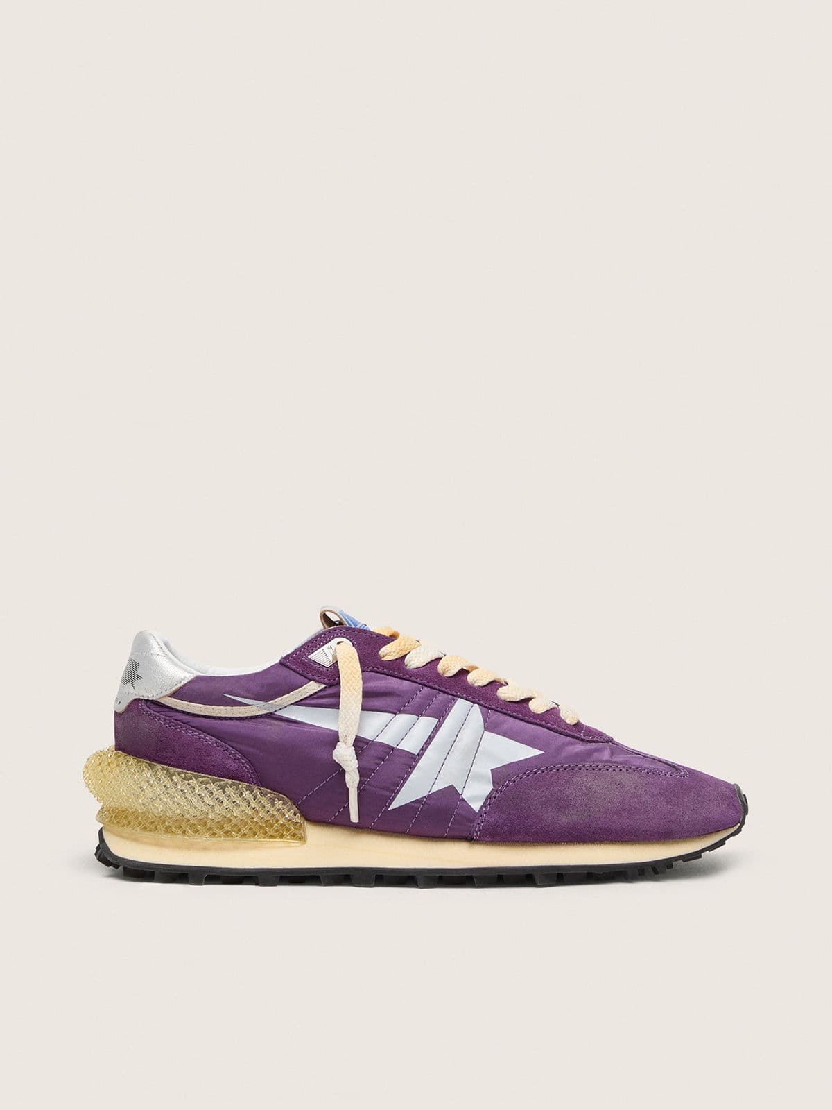 Golden Goose Marathon Uomo con Tomaia in Nylon Viola e Stella Bianca
