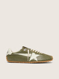 Golden Goose Marathon Speed Uomo in Pelle Verde Oliva con Stella Crema