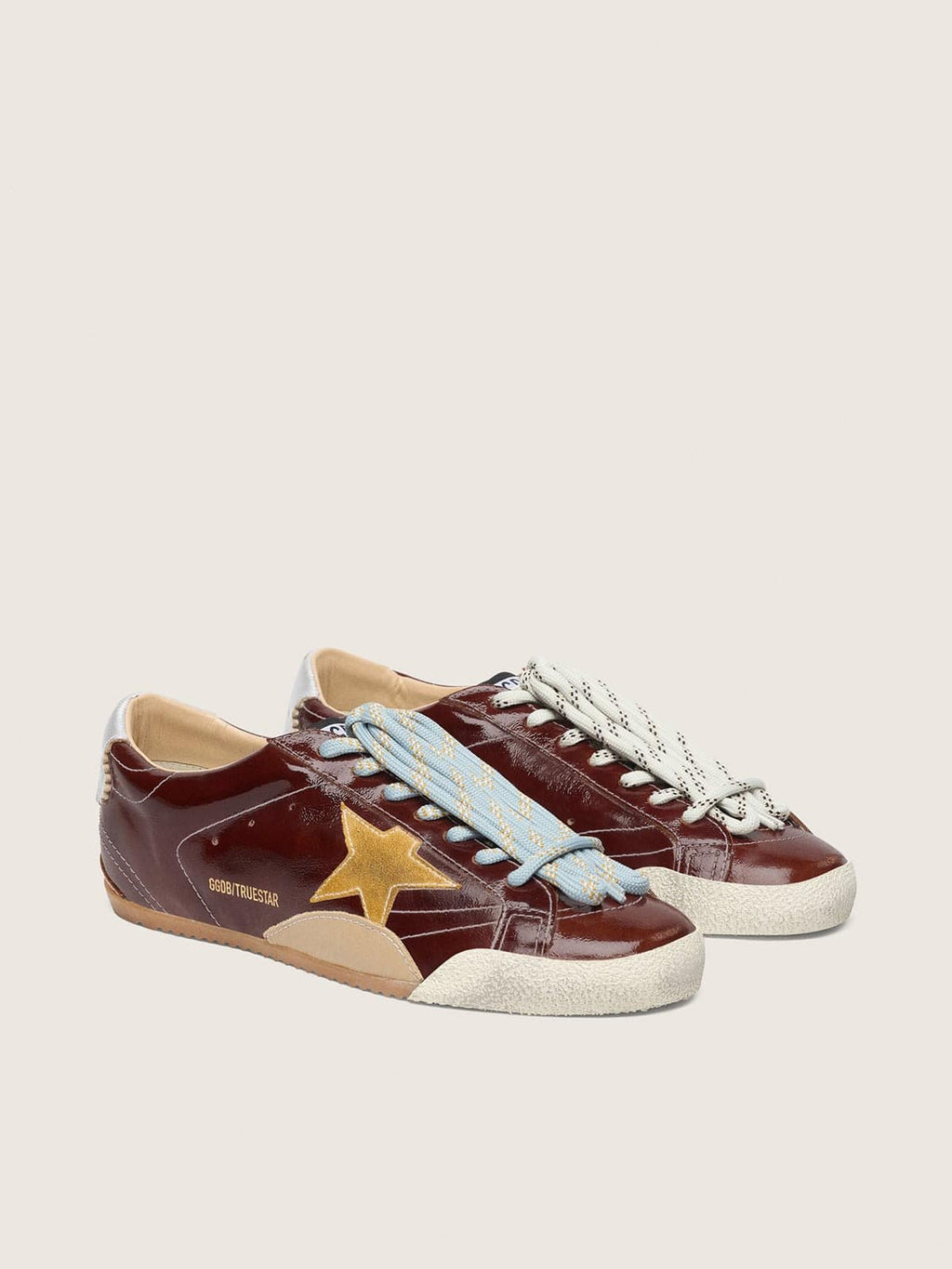 Golden Goose True-Star Uomo in Naplak Bordeaux con Stella in Suede e Talloncino in Nappa Argento