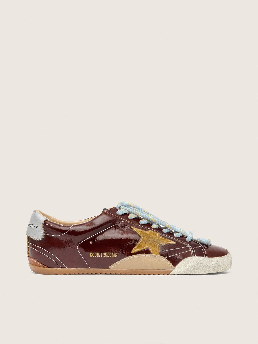Golden Goose True-Star Uomo in Naplak Bordeaux con Stella in Suede e Talloncino in Nappa Argento