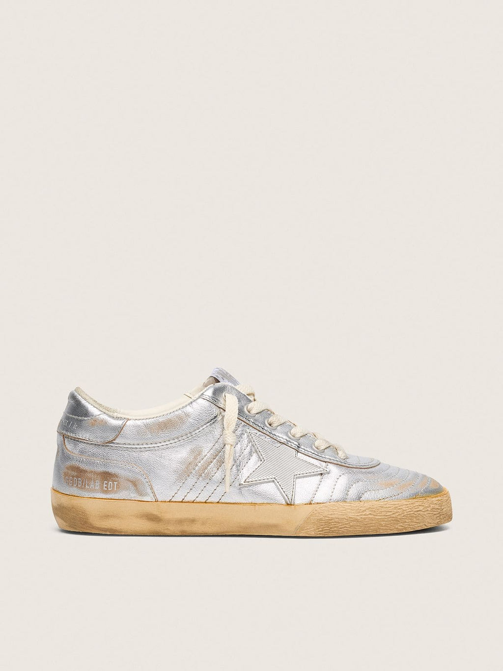 Golden Goose Super-Star Uomo Lab in Nappa Laminata con Stella in Tpu Argento