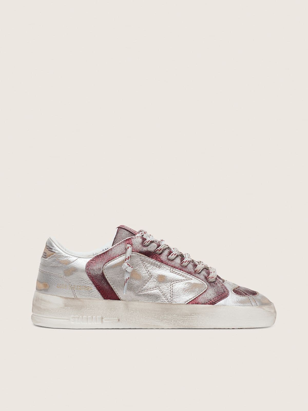 Golden Goose Stardan Lab Uomo in Pelle e Glitter Color Bordeaux e Argento