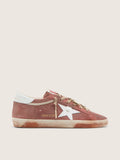 Golden Goose Super-Star Uomo in Suede Color Ruggine e Stella in Pelle Laminata Platino