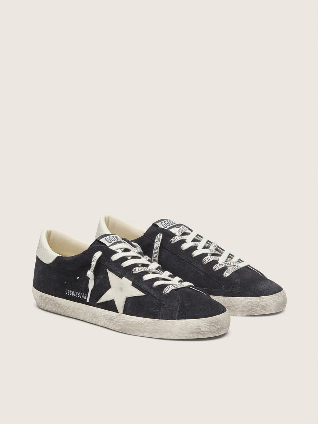 Golden Goose Super-Star Uomo in Suede Blu Scuro con Stella Bianca