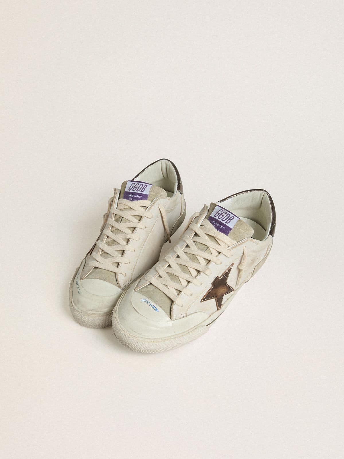 Golden Goose Super-Star Uomo Ltd in Suede con Stella in Pelle Marrone e Talloncino in Pelle Laminata