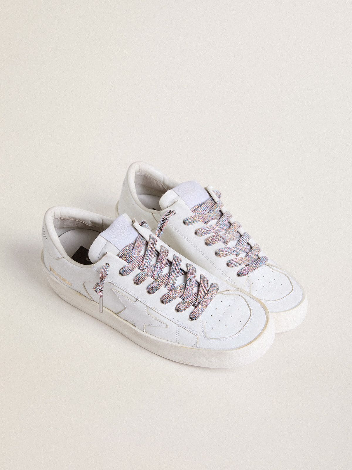 Golden Goose Lacci in lurex multicolore con logo nero a contrasto