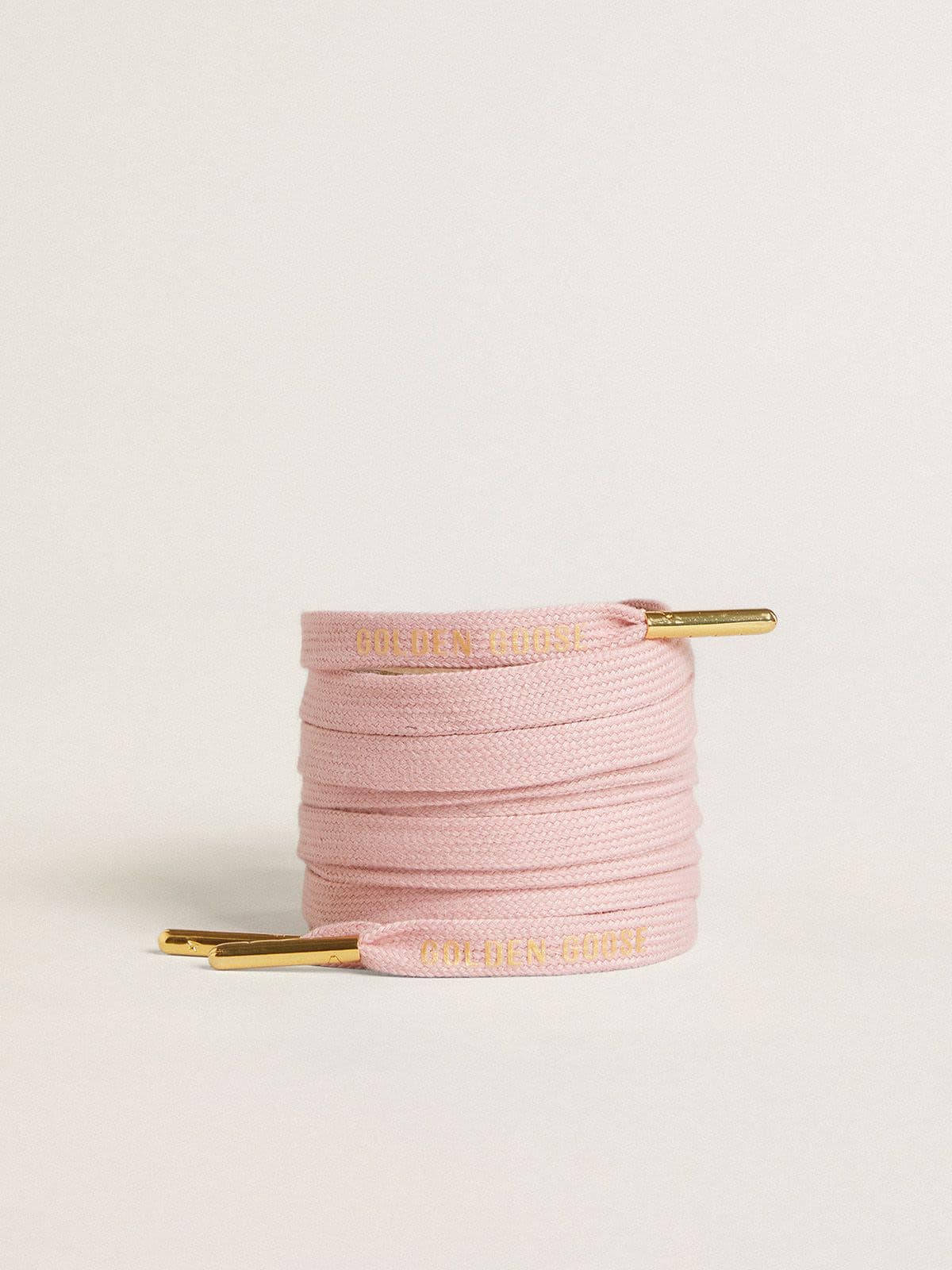 Golden Goose Lacci in cotone rosa con logo dorato a contrasto