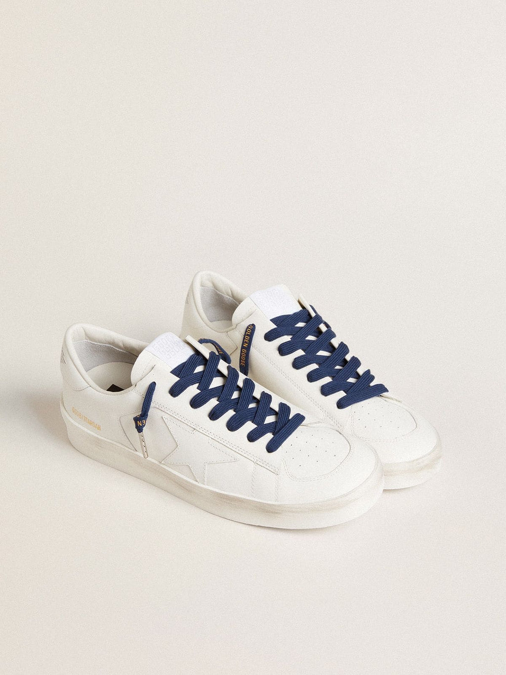 Golden Goose Lacci in cotone blu navy con logo dorato a contrasto
